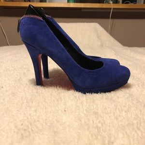 Fervor Electric Blue Suede Platform Heels